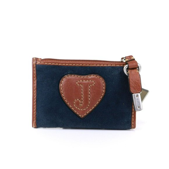 MWT Juicy Couture Coin Case Velour Flower Navy Pink - Picture 4 of 7